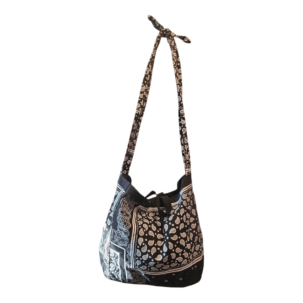 Large Zara Black And White Bandana Shoulder Bag